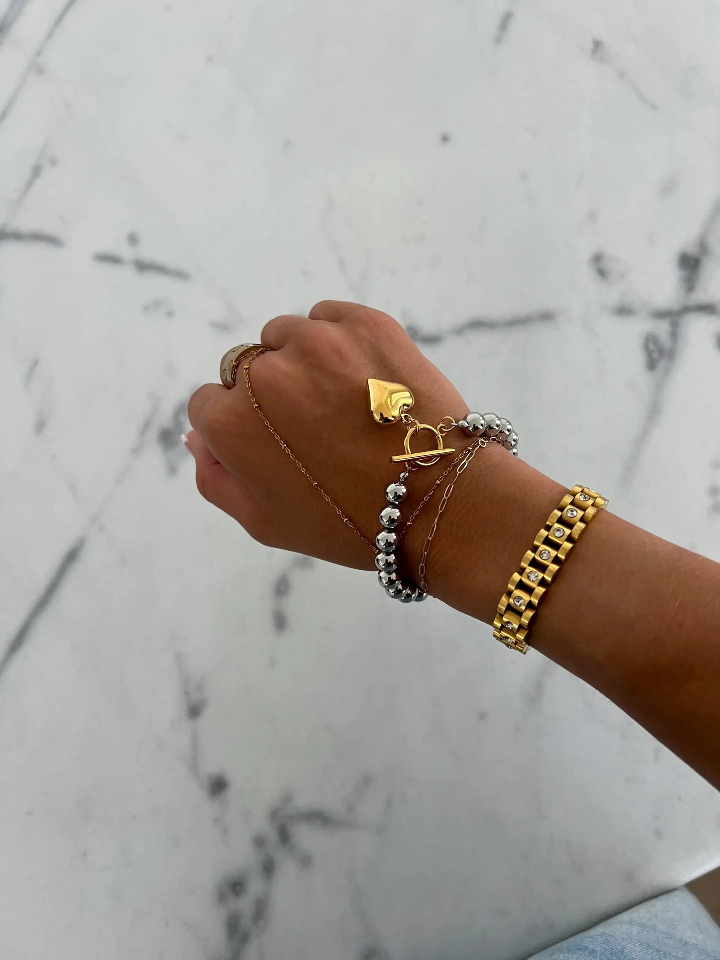Glam Heart Bracelet Water Resistant Seven Point One Inch Lifetime Warranty by Chansuttpearls
