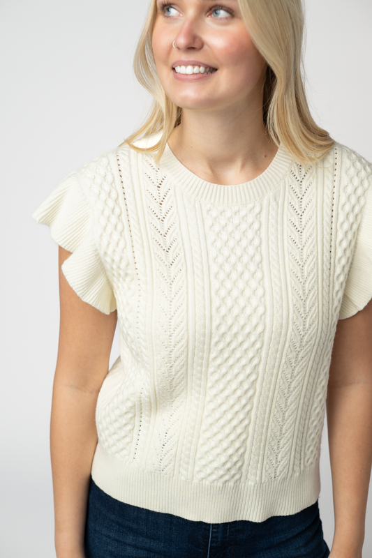 IN STOCK Felicity Flutter Sweater Top - Ivory by Michelle Mae