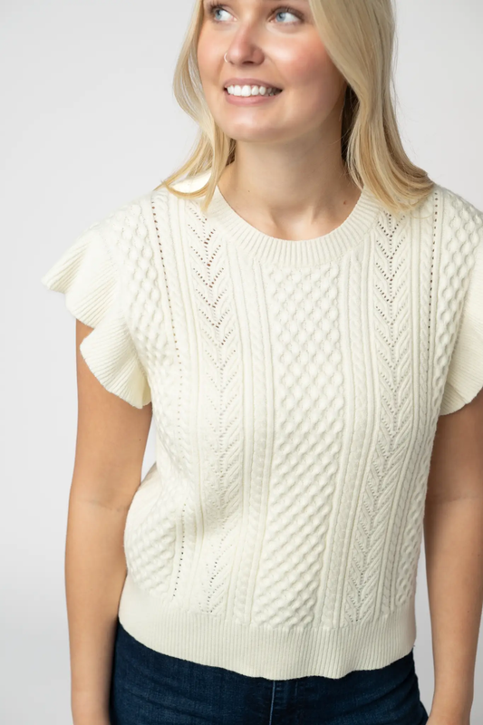 Felicity Flutter Sweater Top - Ivory by Michelle Mae
