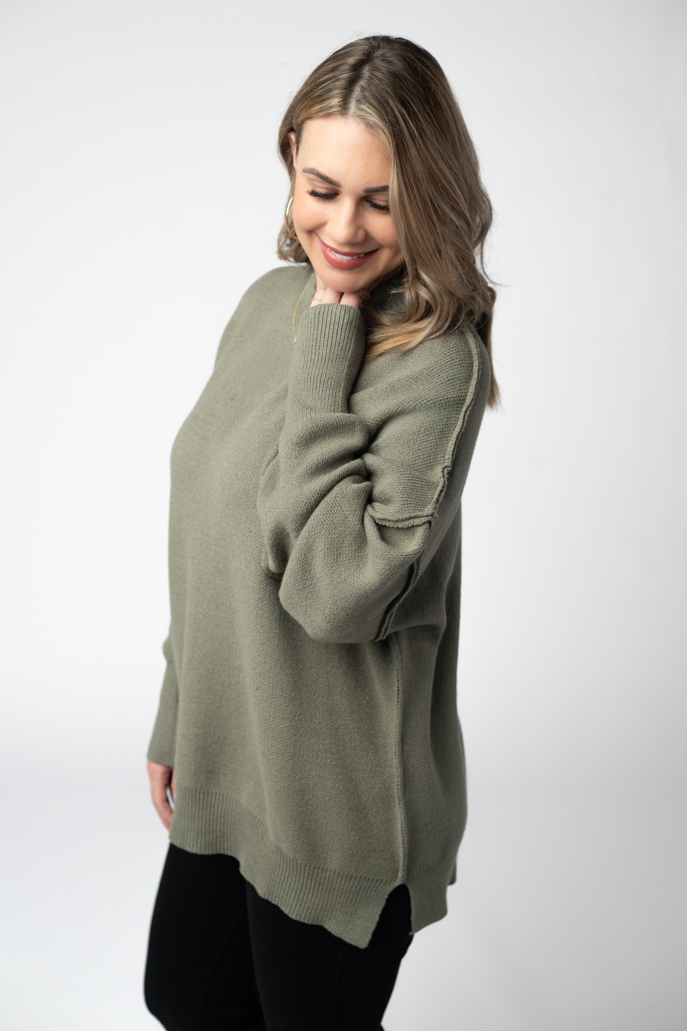 Aurora Cozy Sweater - Light Olive by Michelle Mae