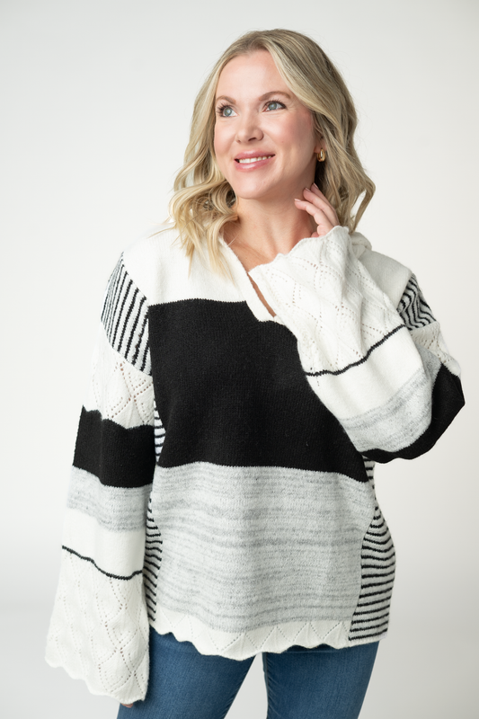 IN STOCK Monochrome Colorblock Hoodie by Michelle Mae