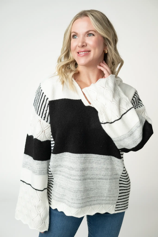 Monochrome Colorblock Hoodie by Michelle Mae