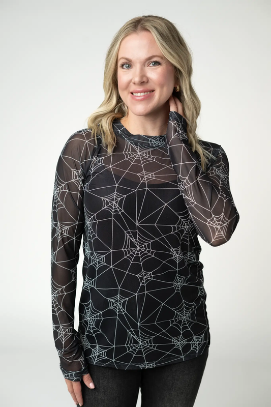 Blair Mesh Long Sleeve Top - Webs by Michelle Mae