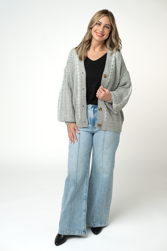 Cable Cardigan - Grey by Michelle Mae