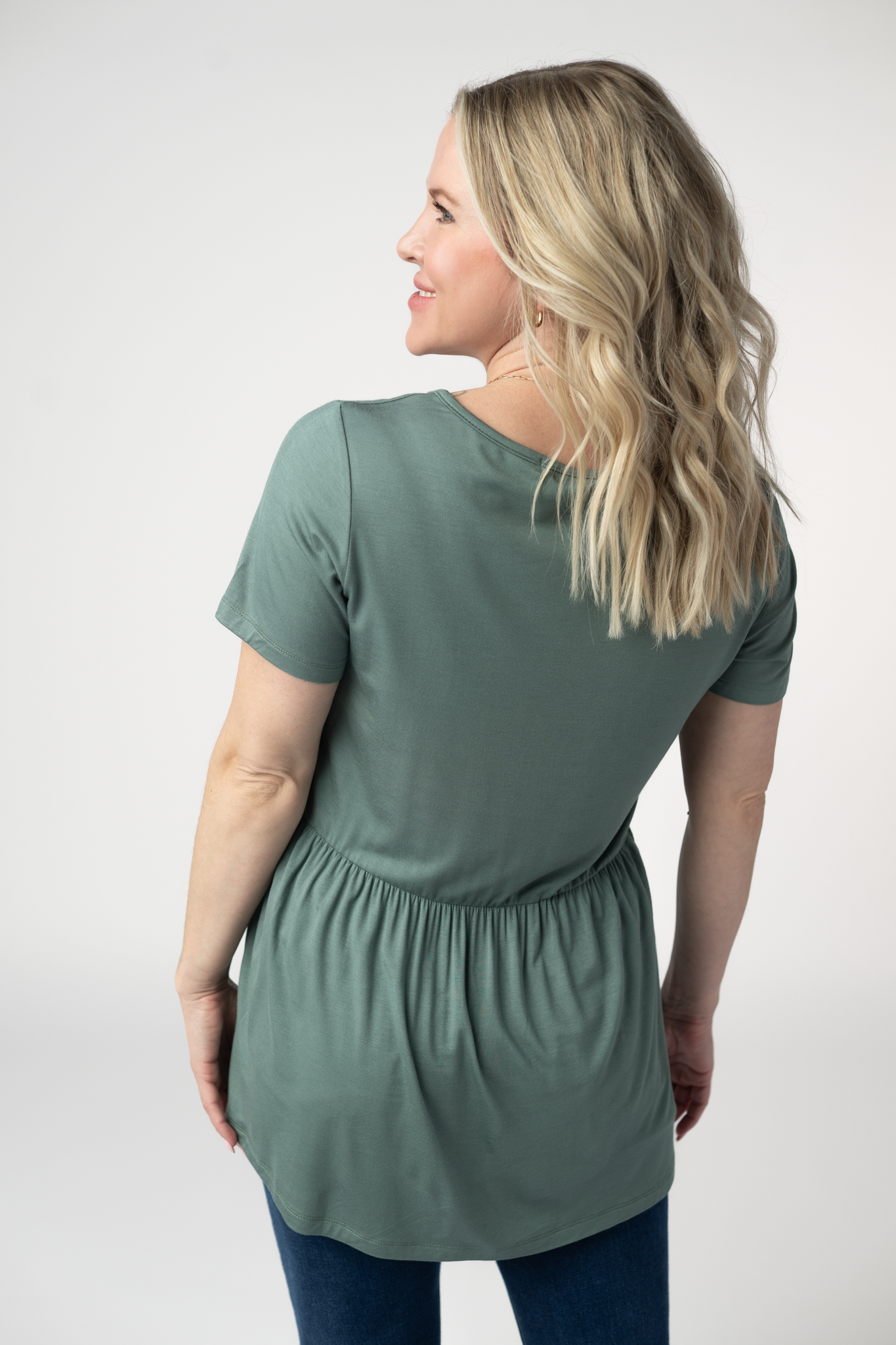 IN STOCK Sarah Ruffle Short Sleeve - Dusty Jade by Michelle Mae
