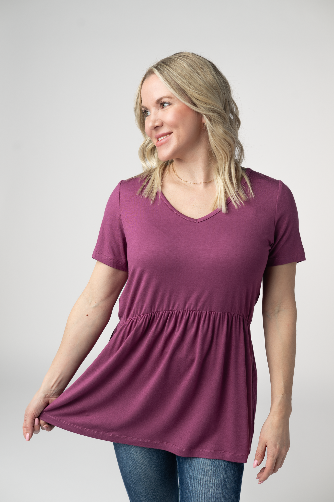 Sarah Ruffle Short Sleeve - Mulberry by Michelle Mae