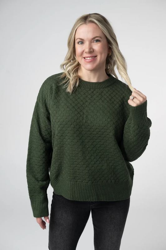 Gianna Pullover Sweater - Olive by Michelle Mae