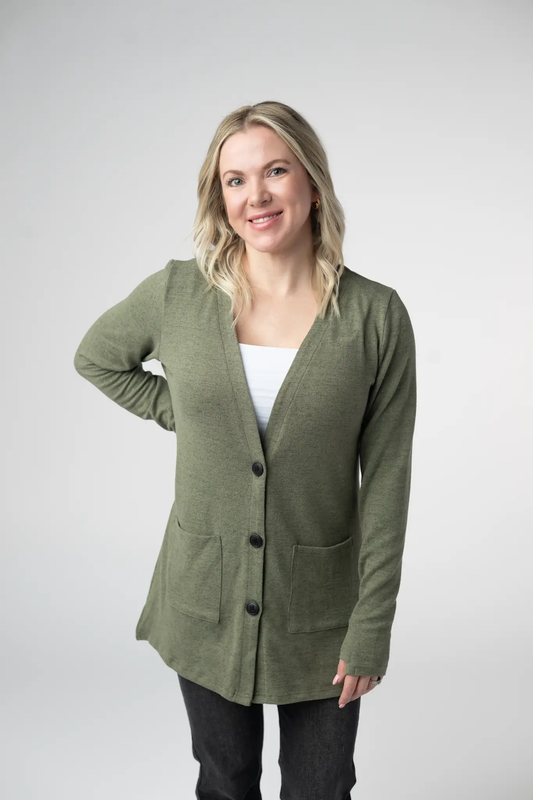 Cori Cardigan - Heathered Olive by Michelle Mae