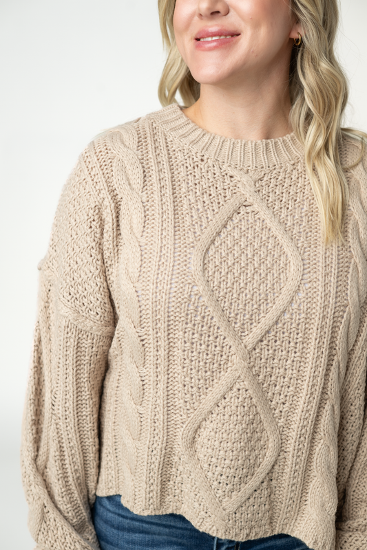 Cable Knit Sweater - Latte by Michelle Mae