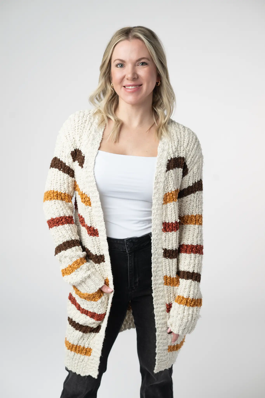 Fall Striped Cardigan by Michelle Mae
