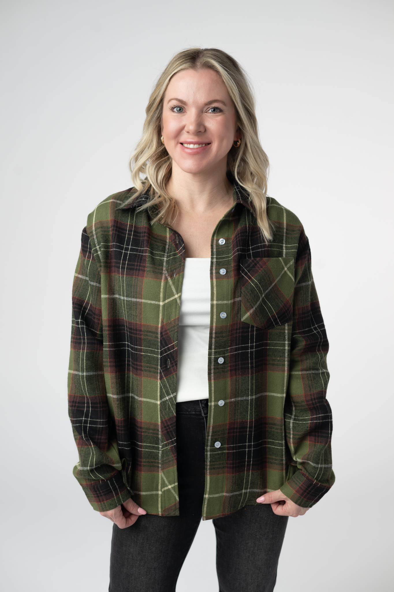 Finley Plaid Top - Olive and Brown by Michelle Mae