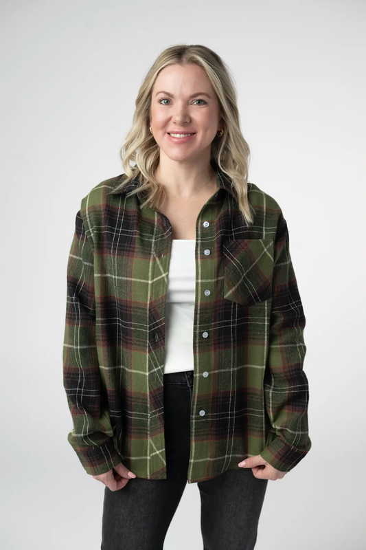Finley Plaid Top - Olive and Brown by Michelle Mae