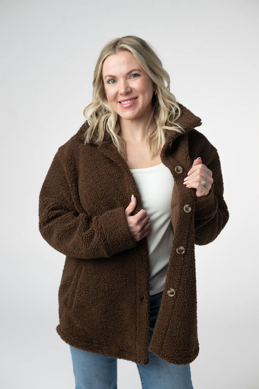 Teddy Oversized Shacket - Brown by Michelle Mae