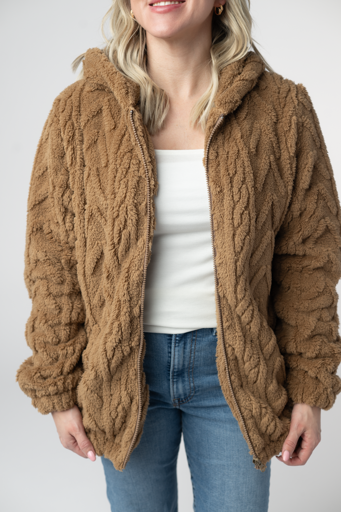 Fuzzy Sherpa Fullzip Hoodie - Maple by Michelle Mae