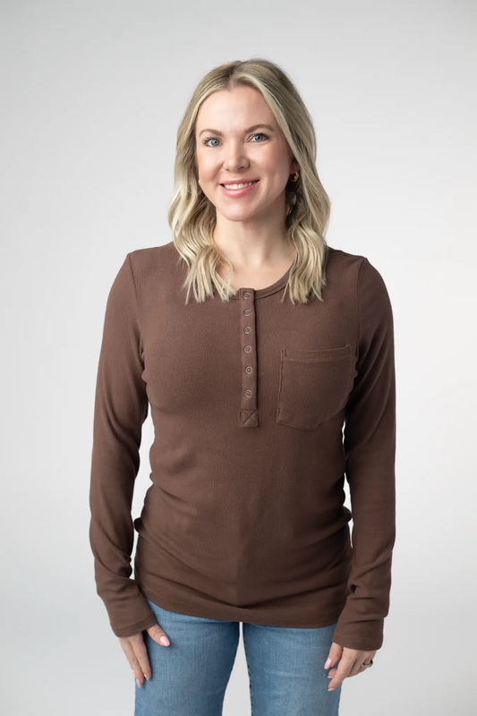 Georgia Long Sleeve Top - Brown by Michelle Mae