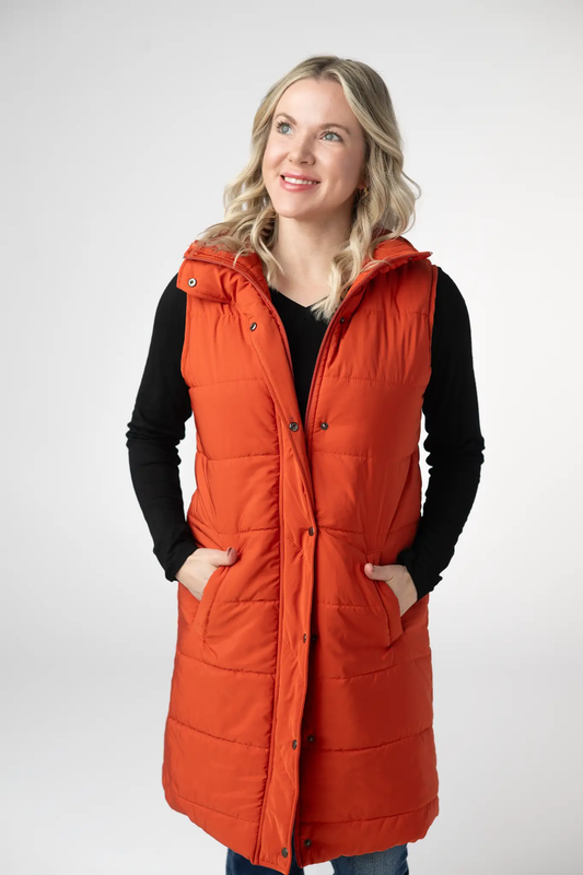 Harlow Long Vest - Pumpkin by Michelle Mae