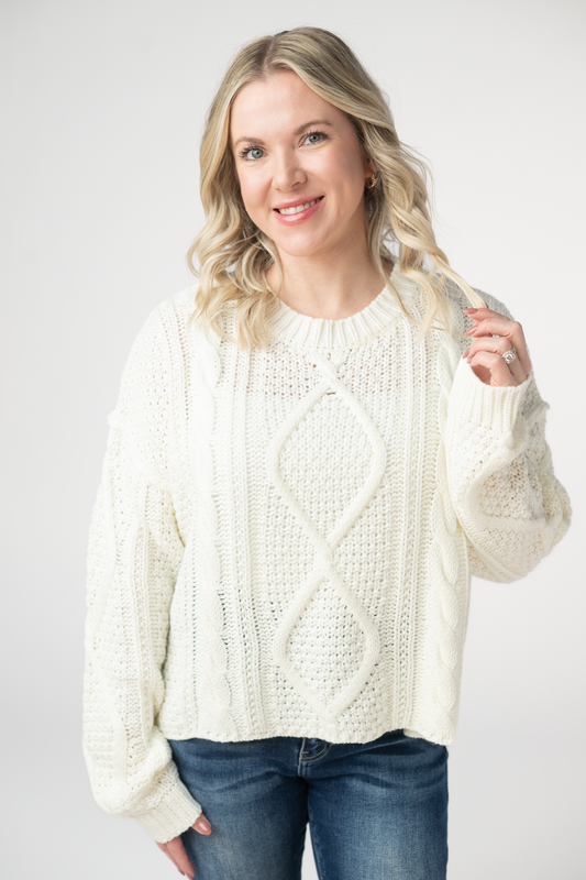 Cable Knit Sweater - Ivory by Michelle Mae