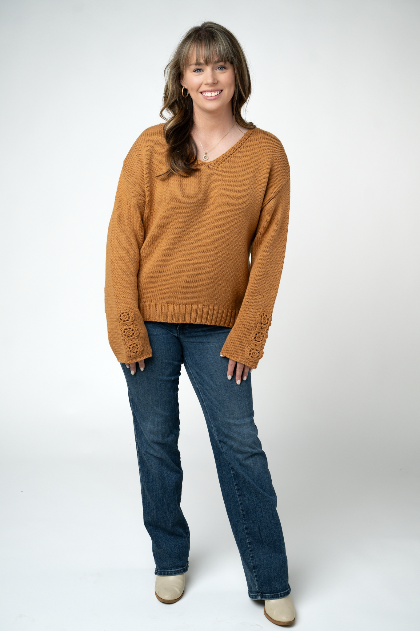 Crochet Sleeve Top - Camel by Michelle Mae