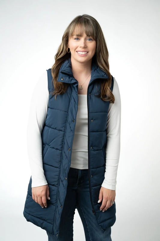 Harlow Long Vest - Navy by Michelle Mae