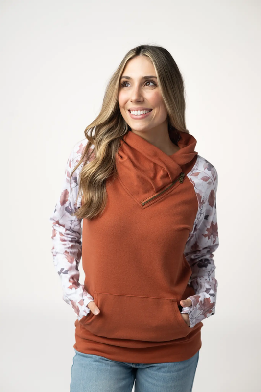 Classic Zoey ZipCowl Sweatshirt - Maple and Fall Foliage by Michelle Mae