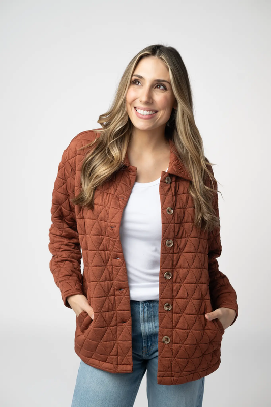 Geometric Button Down Jacket - Rust by Michelle Mae