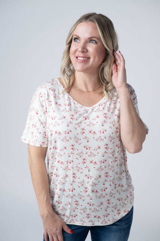 IN STOCK Chloe Cozy Tee - Micro Pink Floral