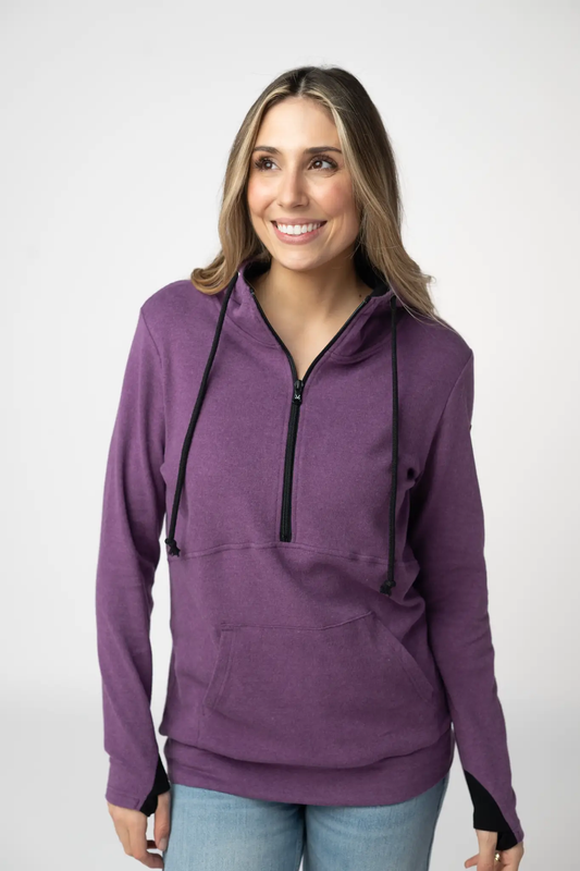 Classic HalfZip Hoodie - Black and Purple by Michelle Mae