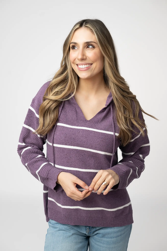 Maddie Striped Hoodie - Purple by Michelle Mae