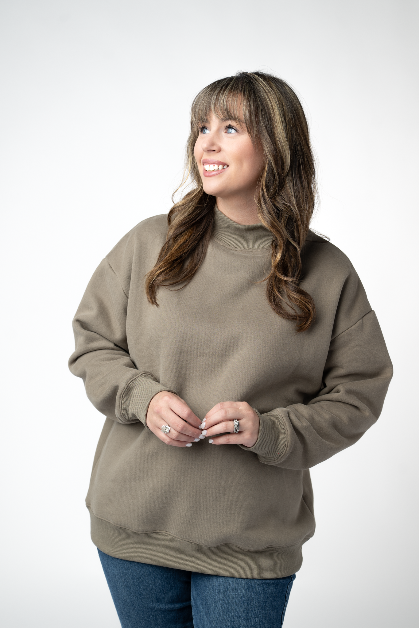 Marley Mock Neck Sweatshirt - Taupe by Michelle Mae