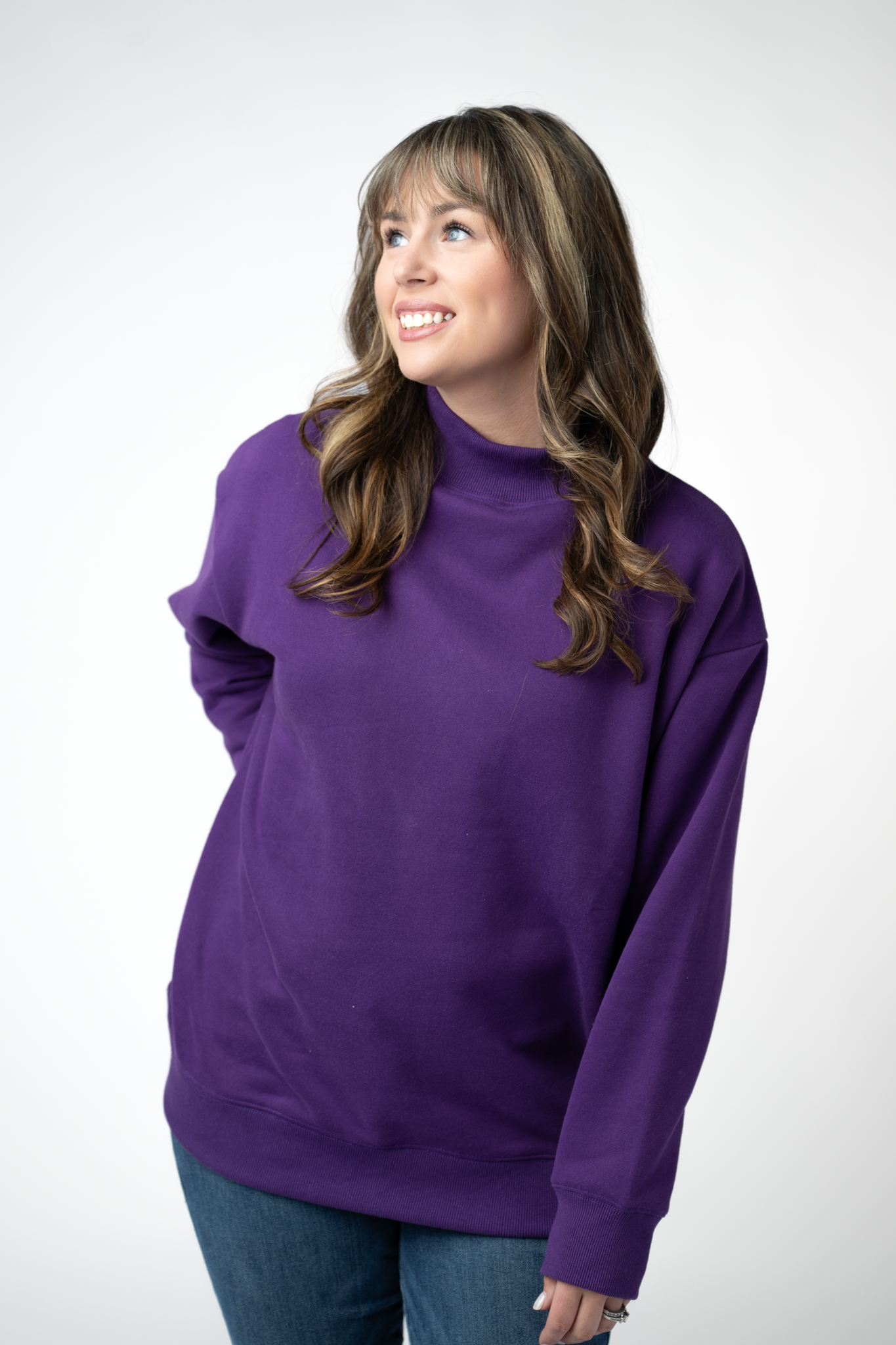 Marley Mock Neck Sweatshirt - Purple by Michelle Mae