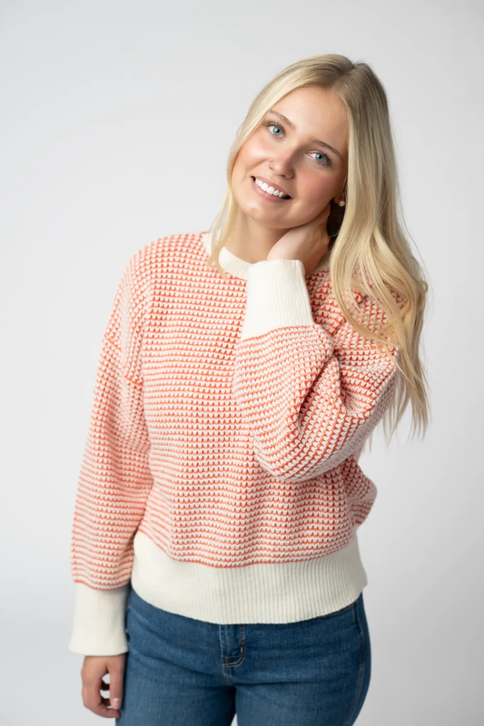 Charlotte Sweater - Orange and Ivory by Michelle Mae