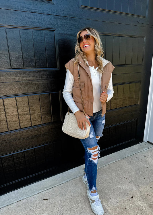 Maddox Reversible Puffer Vest by Knitted Grace Boutique