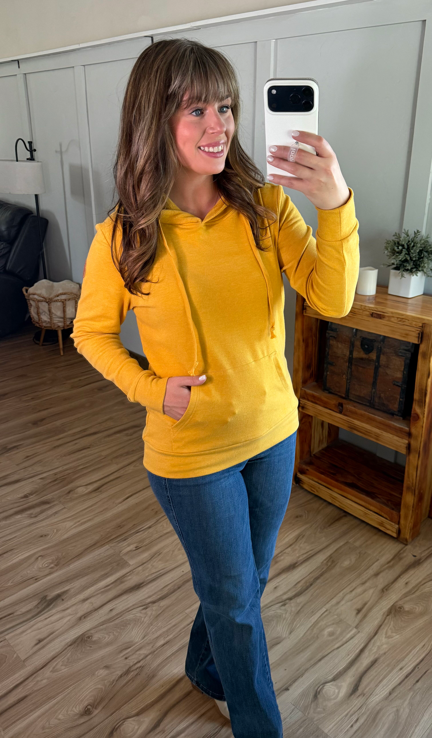 Women Mustard Hailey Hoodie Featuring Spacious Kangaroo Pocket