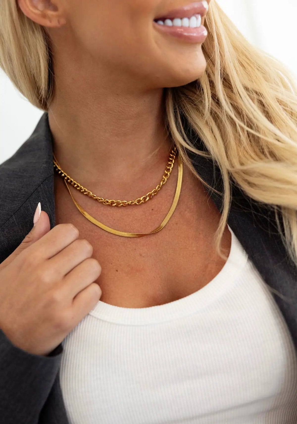 CHAIN + HERRINGBONE NECKLACE by Chansuttpearls