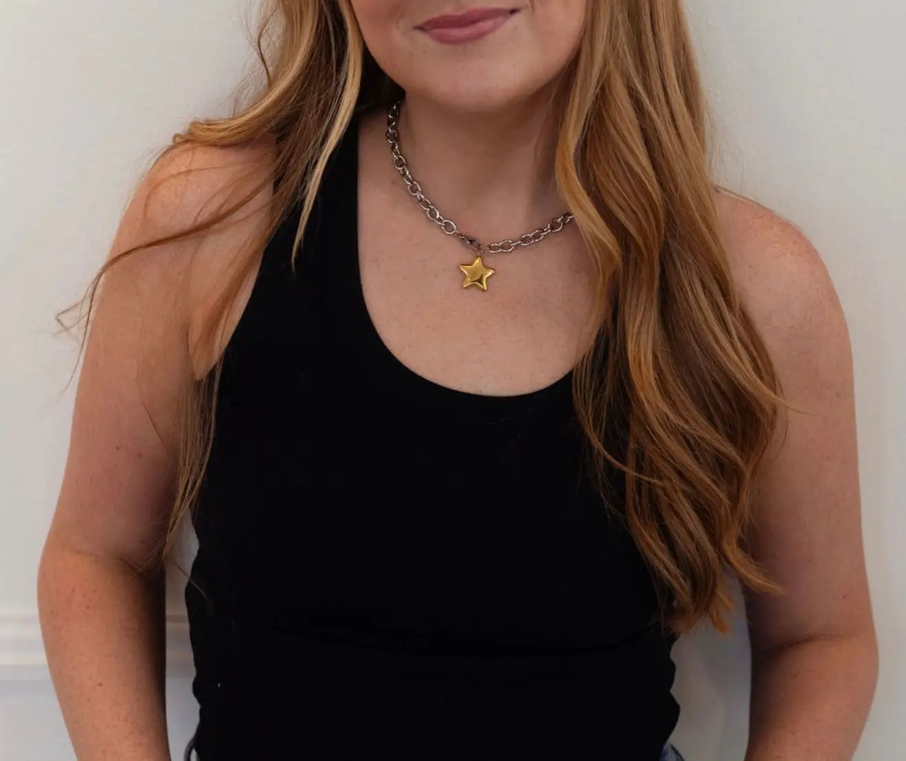 TWO TONED STAR NECKLACE by Chansuttpearls