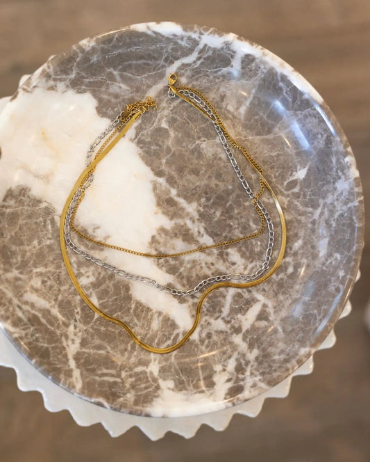 TWO TONED LAYERED NECKLACE by Chansuttpearls