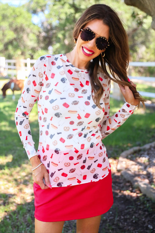 PREORDER- Alyssa Mesh Top- Red Tailgate by Jess Lea