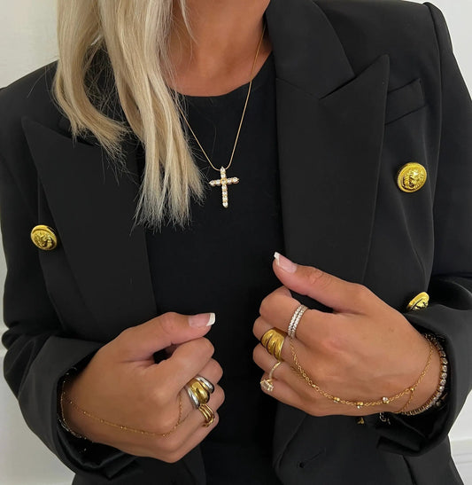 XL DIAMOND CROSS NECKLACE by Chansuttpearls