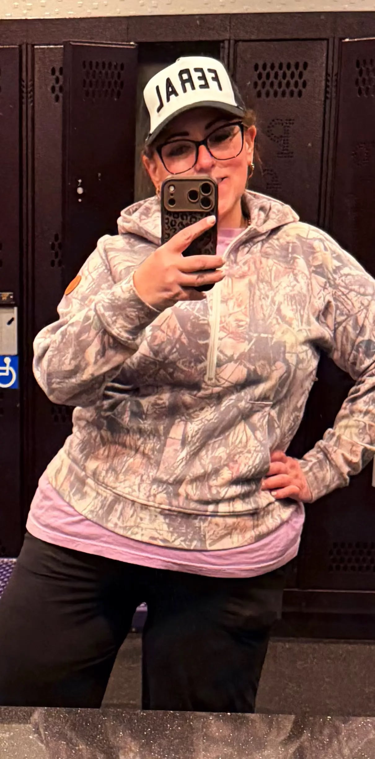Woodsy Camo Midi-Length Half Zip Pullover by Knitted Grace Boutique