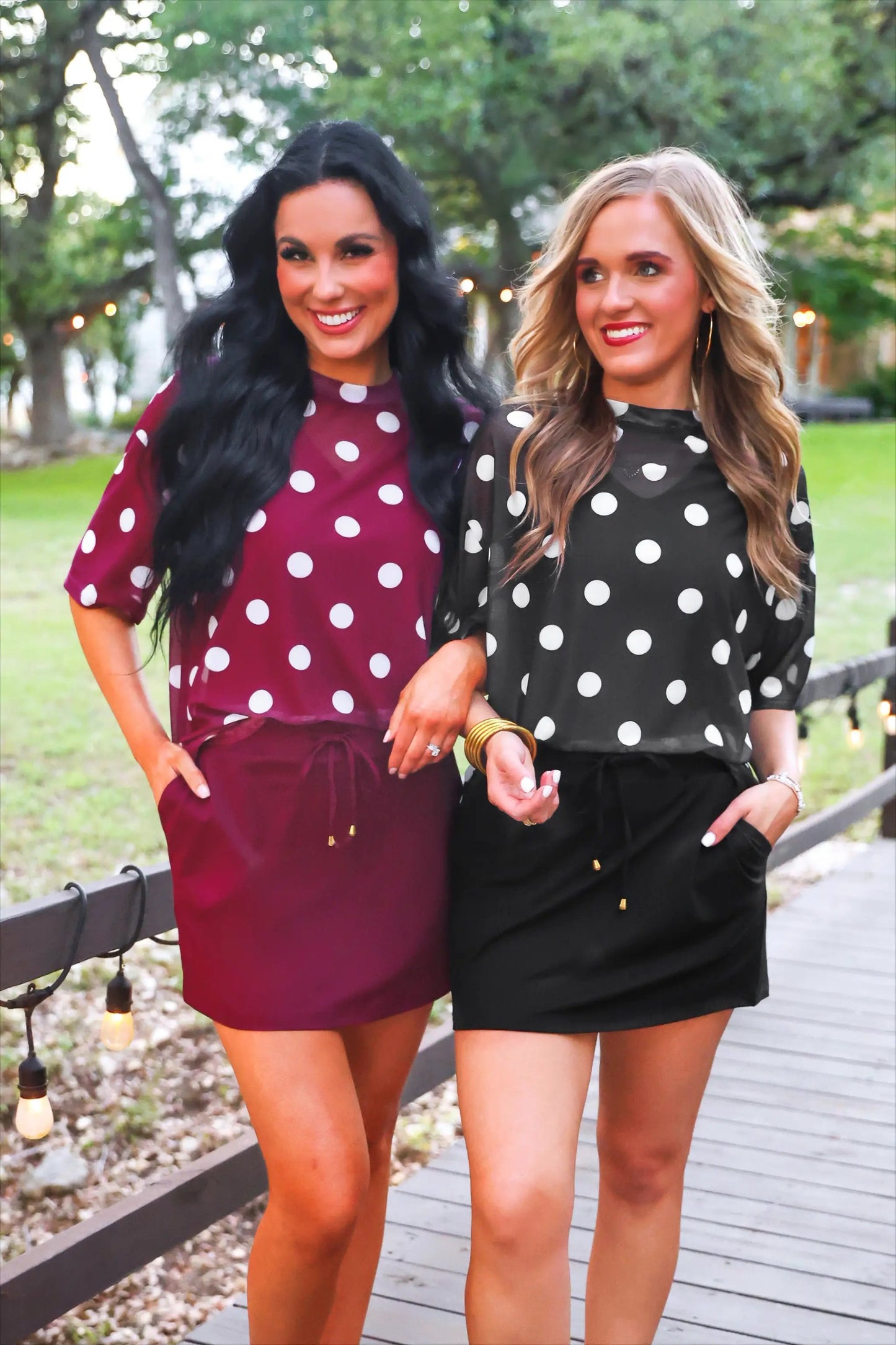 Preorder Emma Mesh Tee Burgundy Polka Dot Lightweight Boxy Top by Jess Lea