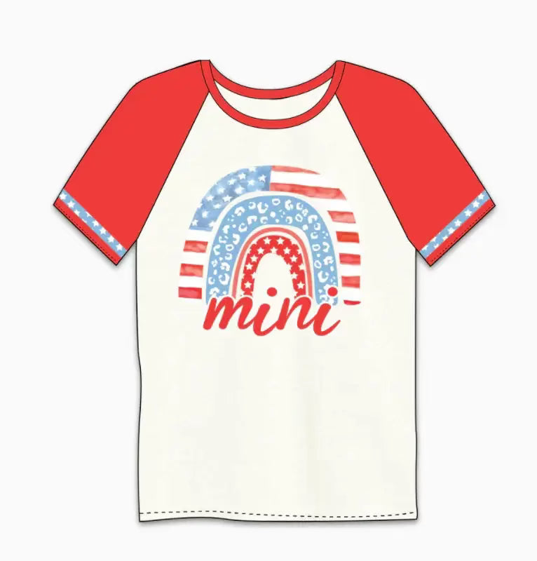 Girl's Mini Patriotic Rainbows Shirt by Knitted Grace Boutique