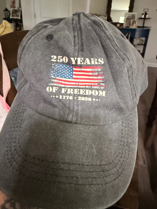 America 250 Vintage Black Baseball Cap by Knitted Grace Boutique