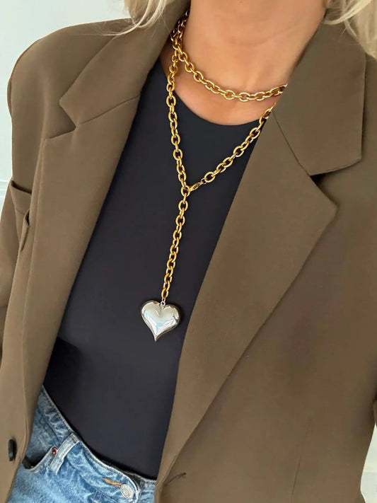 TWO TONED HEART NECKLACE by Chansuttpearls