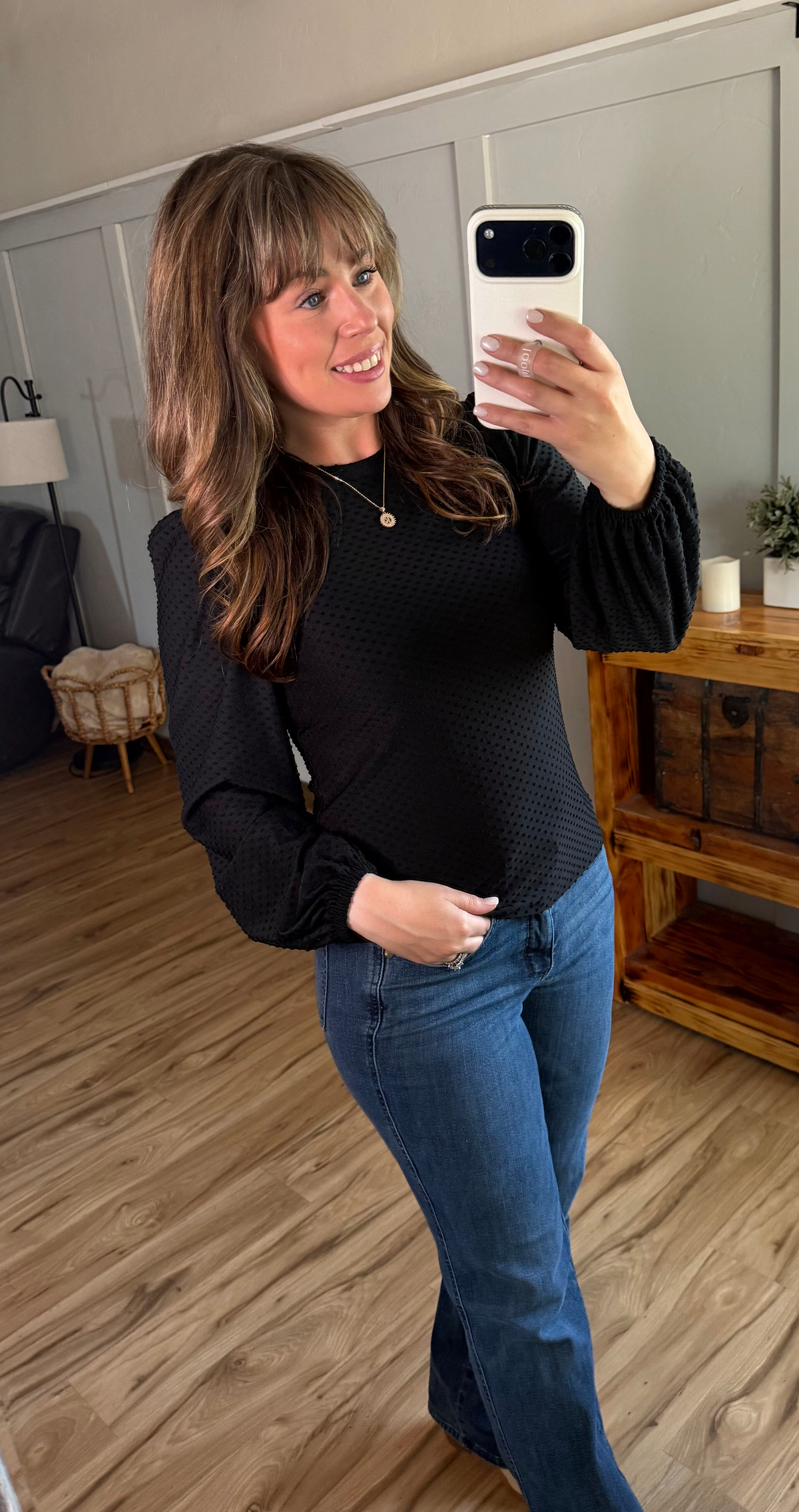 IN STOCK Miranda Dot Top - Black by Michelle Mae