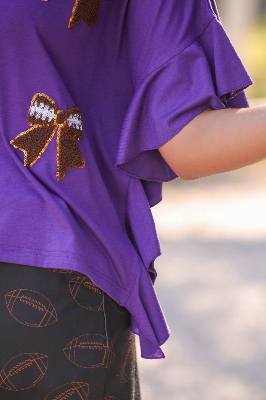PREORDER- Sideline Sparkle Ruffle Top- Purple by Jess Lea