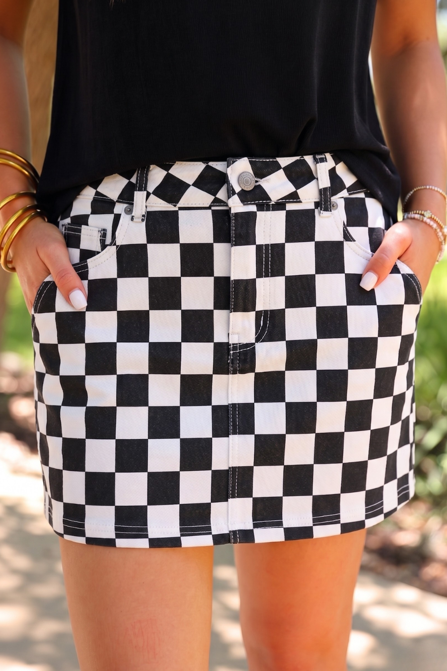 Nova Denim Skirt- Checkerboard Checkered by Jess Lea