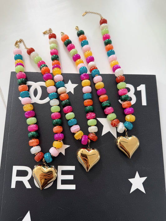 COLORFUL HEART NECKLACE by Chansuttpearls