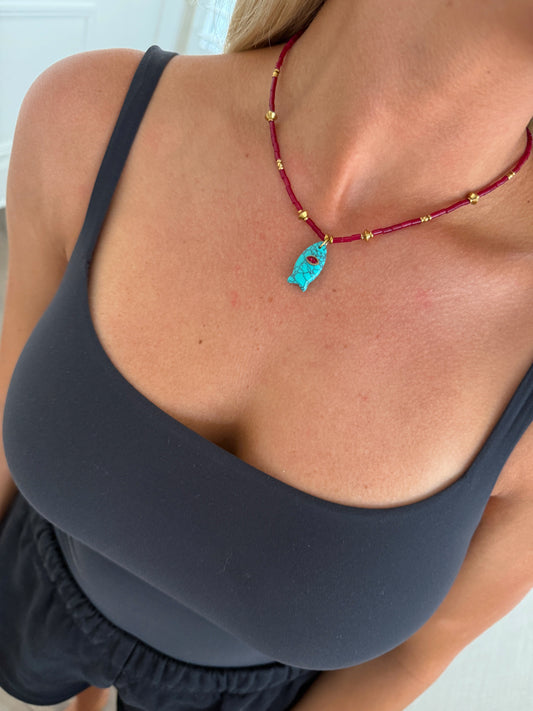 Blue Fish Sloane Necklace Water Resistant Adjustable 15 to 17 Inches by Chansuttpearls