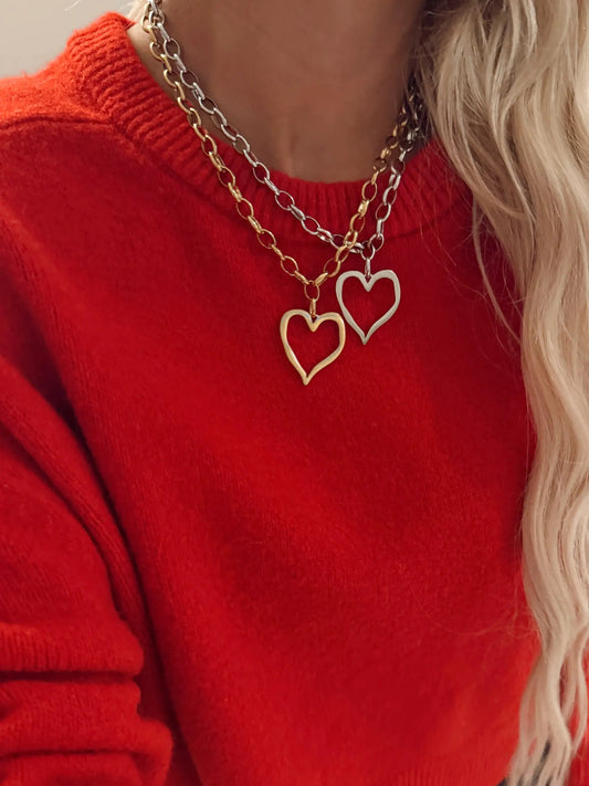 LARGE OPEN HEART NECKLACE by Chansuttpearls