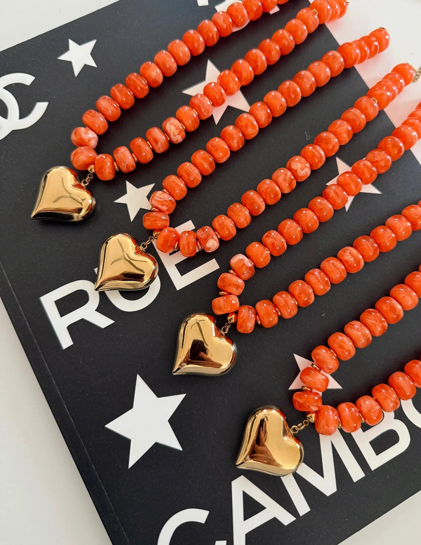 ORANGE HEART NECKLACE by Chansuttpearls